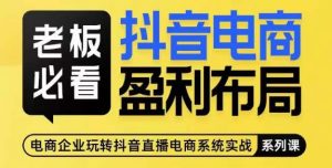 老板必看-抖音电商盈利布局,公开揭秘抖音电商全域布局打法-淘金日记