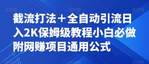 截流打法＋全自动引流日入2K保姆级教程小白必做，附项目通用公式【揭秘】-淘金日记