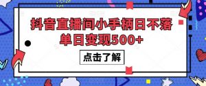 抖音直播间小手柄日不落单日变现500+【揭秘】-淘金日记