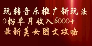 玩转音乐推广新玩法，0粉单月收入6000+，最新美女图文攻略【揭秘】-淘金日记