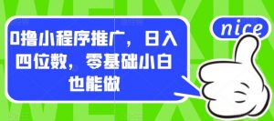 0撸小程序推广,日入四位数,零基础小白也能做【揭秘】-淘金日记
