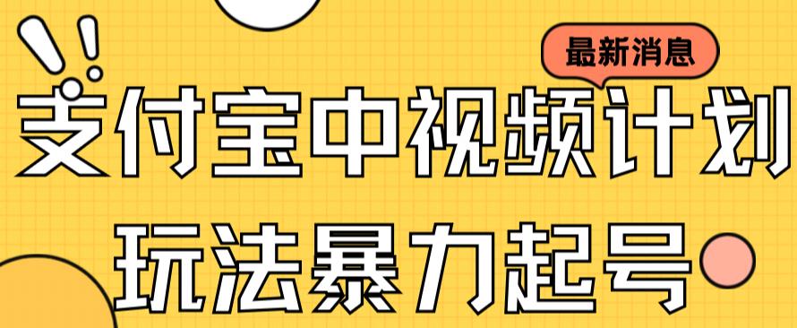 支付宝中视频玩法暴力起号影视起号有播放即可获得收益（带素材）-淘金日记
