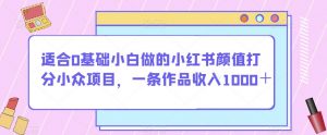 适合0基础小白做的小红书颜值打分小众项目,一条作品收入1000+【揭秘】-淘金日记