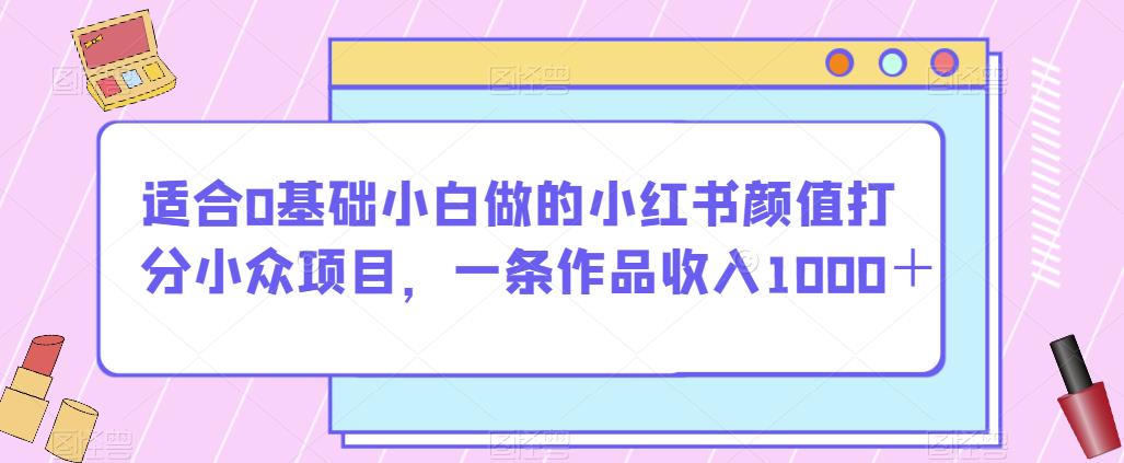 适合0基础小白做的小红书颜值打分小众项目,一条作品收入1000+【揭秘】-淘金日记