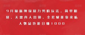 9月最新纯绿暴力男粉玩法，简单粗暴，无需真人出镜，全套赋能靠卖私人物品也能日赚1000-淘金日记