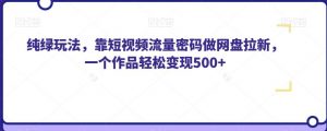 纯绿玩法，靠短视频流量密码做网盘拉新，一个作品轻松变现500+【揭秘】-淘金日记