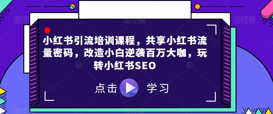 小红书引流培训课程,共享小红书流量密码,改造小白逆袭百万大咖,玩转小红书SEO-淘金日记