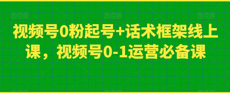 视频号0粉起号+话术框架线上课,视频号0-1运营必备课-淘金日记