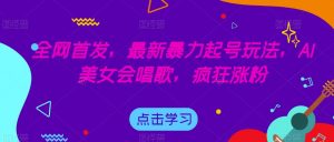 全网首发，最新暴力起号玩法，AI美女会唱歌，疯狂涨粉【揭秘】-淘金日记