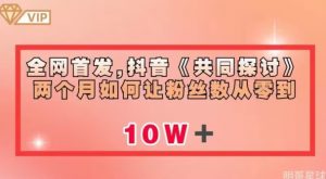 全网首发，抖音《共同探讨》两个月如何让粉丝数从零到10w【揭秘】-淘金日记