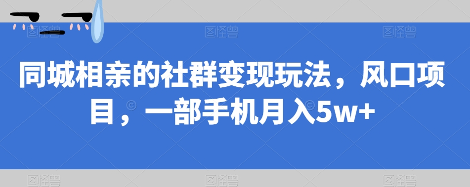 同城相亲的社群变现玩法，风口项目，一部手机月入5w+【揭秘】-淘金日记