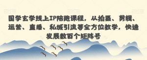国学玄学线上IP陪跑课程,从拍摄、剪辑、运营、直播、私域引流等全方位教学,快速发展数百个矩阵号-淘金日记