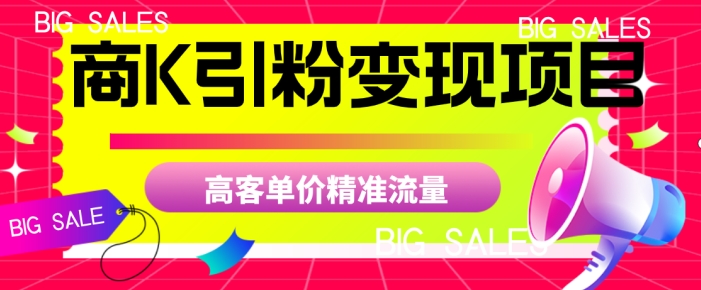 商K引粉变现项目,高客单价精准流量【揭秘】-淘金日记