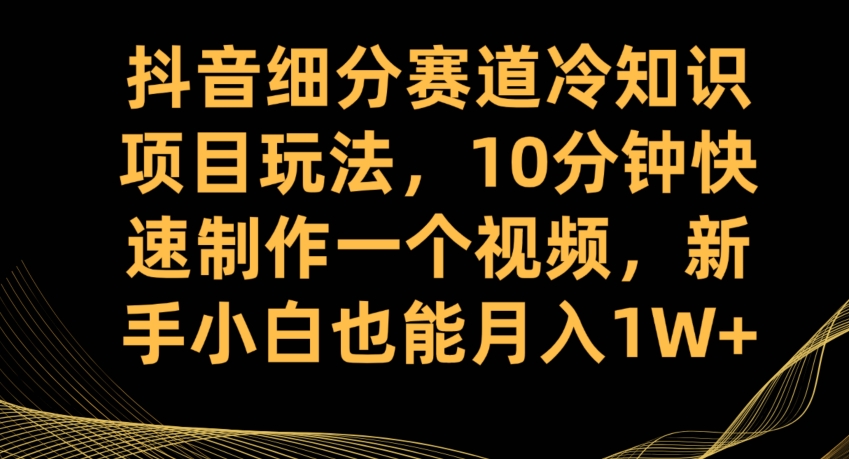 抖音细分赛道冷知识项目玩法，10分钟快速制作一个视频，新手小白也能月入1W+【揭秘】-淘金日记