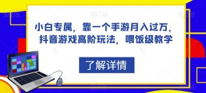 小白专属，靠一个手游月入过万，抖音游戏高阶玩法，喂饭级教学-淘金日记