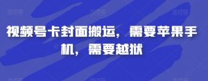 视频号卡封面搬运，需要苹果手机，需要越狱-淘金日记