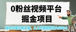 0粉丝视频平台掘金项目，操作方便没有门槛，人人可做轻松日入600+！【揭秘】-淘金日记