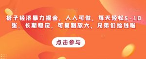 搭子经济暴力掘金,人人可做,每天轻松5-10张,长期稳定,可复制放大,兄弟们捡钱啦-淘金日记