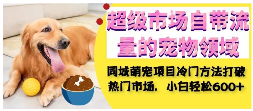 超级市场自带流量的宠物领域,同城萌宠项目冷门方法打破热门市场,小白轻松600+-淘金日记