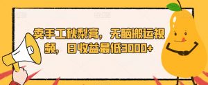 卖手工秋梨膏,无脑搬运视频,日收益最低3000+【揭秘】-淘金日记