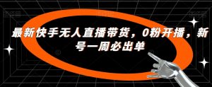 最新快手无人直播带货,0粉开播,新号一周必出单-淘金日记