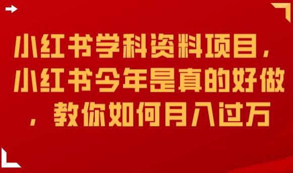 小红书学科资料项目，小红书今年是真的好做，教你如何月入过万【揭秘】-淘金日记