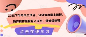 2023下半年风口项目,公众号流量主搬砖,矩阵操作轻松月入过万,保姆级教程-淘金日记