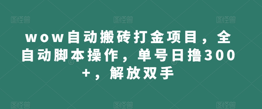 wow自动搬砖打金项目，全自动脚本操作，单号日撸300+，解放双手【揭秘】-淘金日记