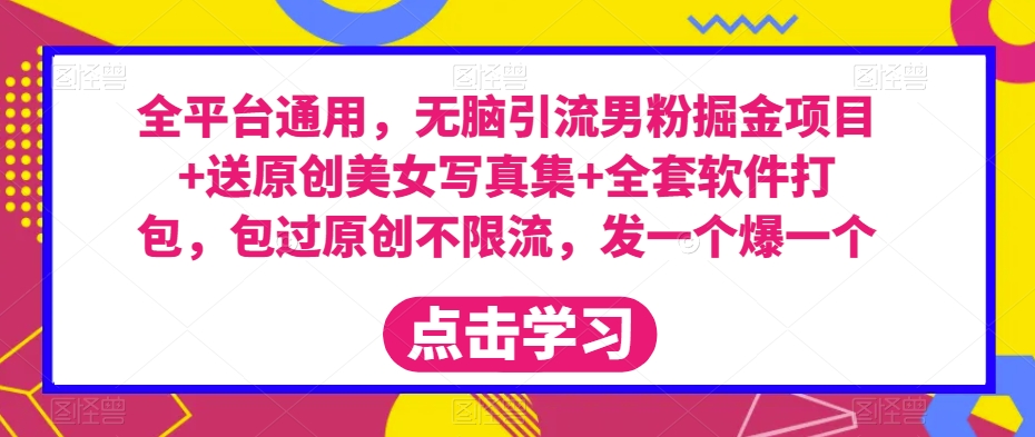 全平台通用,无脑引流男粉掘金项目+送原创美女写真集+全套软件打包,包过原创不限流,发一个爆一个【揭秘】-淘金日记