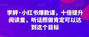 李鲆·小红书爆款课,十倍提升阅读量,听话照做肯定可以达到这个目标-淘金日记