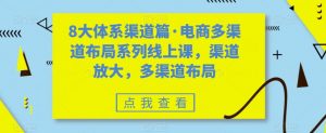 8大体系渠道篇·电商多渠道布局系列线上课，渠道放大，多渠道布局-淘金日记