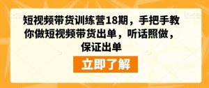 短视频带货训练营18期，手把手教你做短视频带货出单，听话照做，保证出单-淘金日记