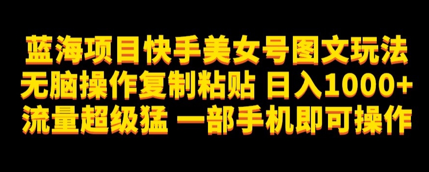 蓝海项目快手美女号图文玩法,无脑操作复制粘贴,日入1000+流量超级猛一部手机即可操作【揭秘】-淘金日记