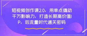 短视频创作课2.0,用单点撬动千万影响力,打造长期高价值IP,后流量时代通关密码-淘金日记