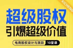 超级股权引爆超级价值,电商股权设计与激励10堂线上课-淘金日记