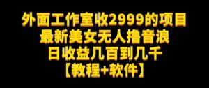外面工作室收2999的项目最新美女无人撸音浪日收益几百到几千【教程+软件】(仅揭秘)-淘金日记