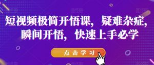 短视频极简开悟课，​疑难杂症，瞬间开悟，快速上手必学-淘金日记