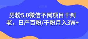 男粉5.0微信不倒项目干到老,日产百粉/千粉月入3W+【揭秘】-淘金日记