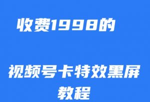 外面收费1998的视频号卡特效黑屏玩法,条条原创,轻松热门【揭秘】-淘金日记