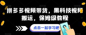 拼多多视频带货,黑科技视频搬运,保姆级教程-淘金日记