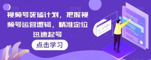 视频号死磕计划，把握视频号运营逻辑，精准定位迅速起号-淘金日记