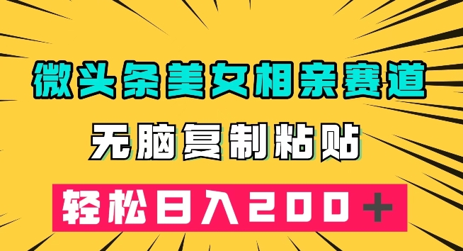 微头条冷门美女相亲赛道，无脑复制粘贴，轻松日入200＋【揭秘】-淘金日记