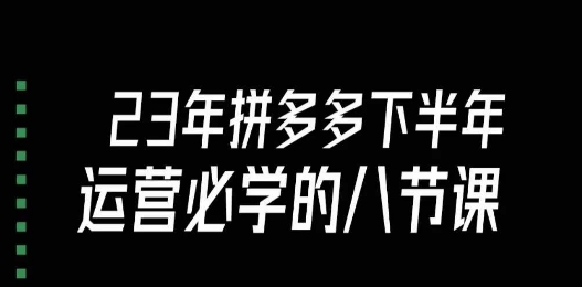 大牙·23年下半年拼多多运营必学的八节课(18节完整)-淘金日记