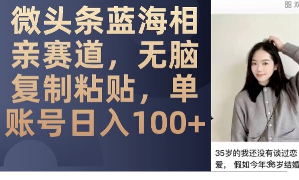 微头条蓝海相亲赛道，无脑复制粘贴，单账号日入100+-淘金日记