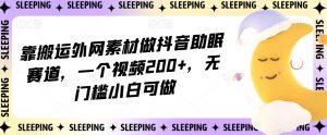 靠搬运外网素材做抖音助眠赛道,一个视频200+,无门槛小白可做【揭秘】-淘金日记
