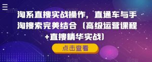 淘系直搜实战操作，直通车与手淘搜索完美结合（高级运营课程+直搜精华实战）-淘金日记
