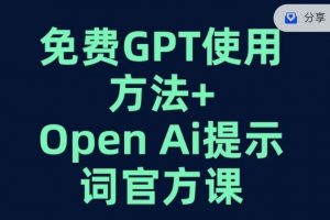 免费GPT+OPEN AI提示词官方课-淘金日记