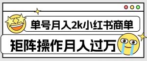 外面收费1980的小红书商单保姆级教程，单号月入2k，矩阵操作轻松月入过万-淘金日记