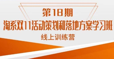 南掌柜·淘系双11活动策划和落地方案线上课18期-淘金日记