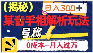 日入300+的，抖音手相解析玩法，号称0成本月入过万（揭秘）-淘金日记